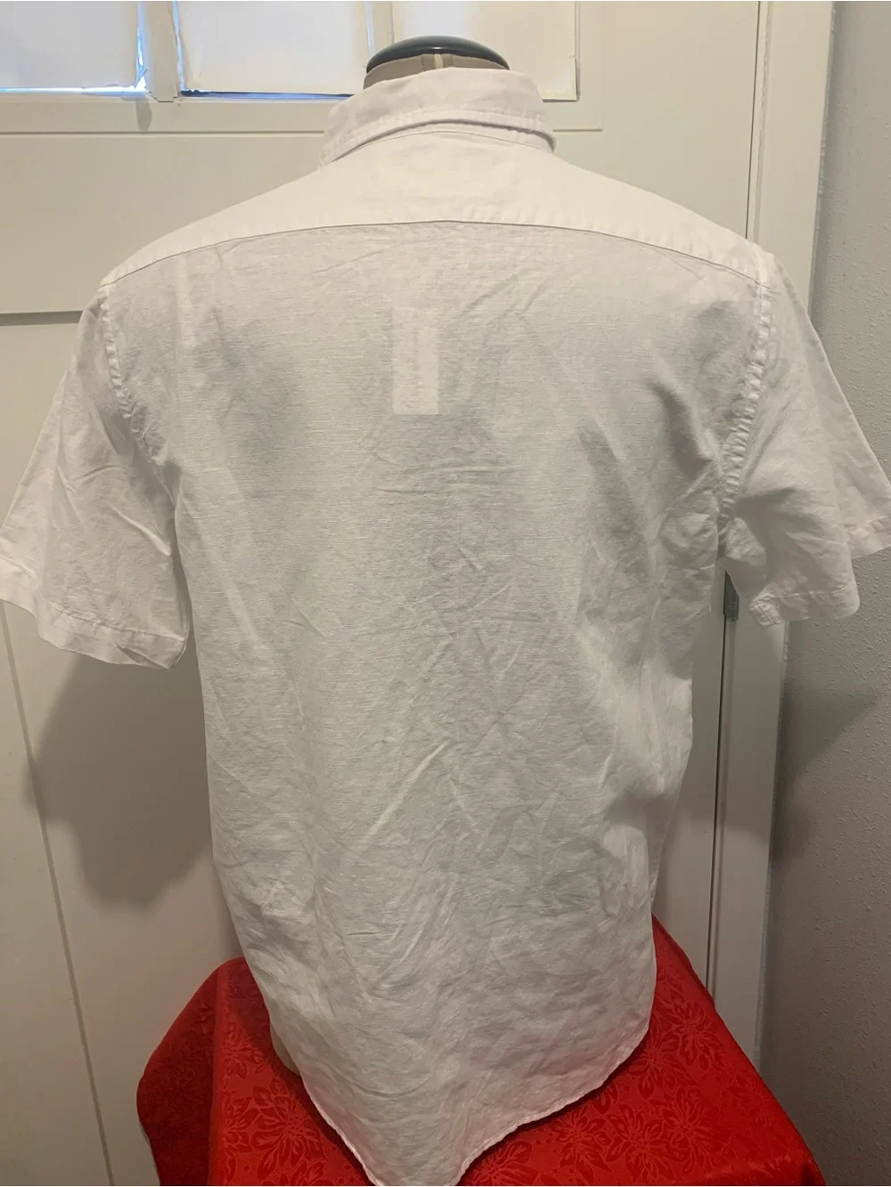 Banana Republic White Short-Sleeve Linen Button-Down size L/G